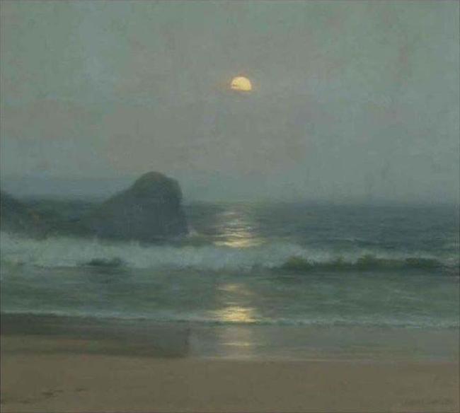 Lionel Walden Moonlight Over the Coast, oil painting by Lionel Walden oil painting image